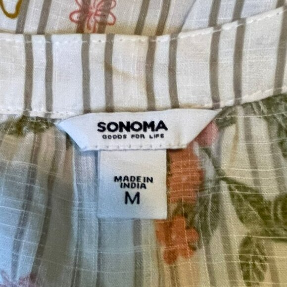 Sonoma Floral Print Button Down 3/4 Sleeve Rayon Blouse Women's Size M - Picture 3 of 4